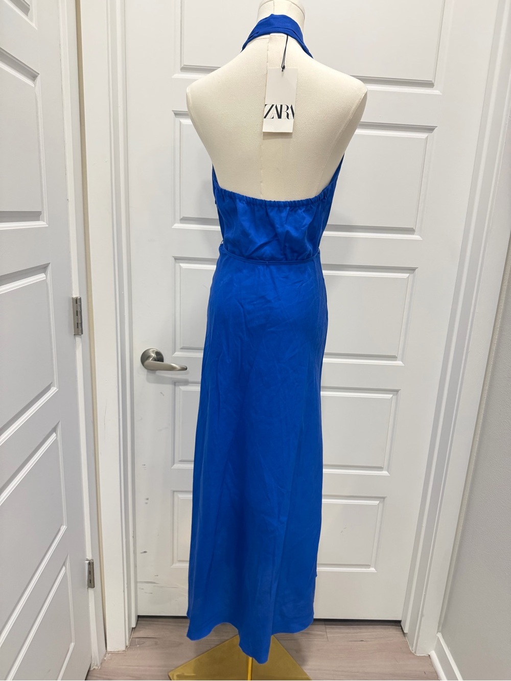 Zara Blue Halter Maxi Dress with Tie Waist - Picture 10 of 11